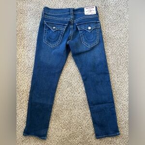 True Religion Mens Size 30 Geno Big T Flap Relaxed Slim Jeans Cotton Horseshoe